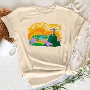 MEINUODUO Women's Summer T-Shirt M Multicolor Brazil Landscape Graphic